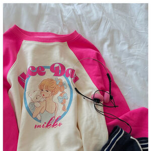 Pink and white cute girl Coquette Sweatshirt